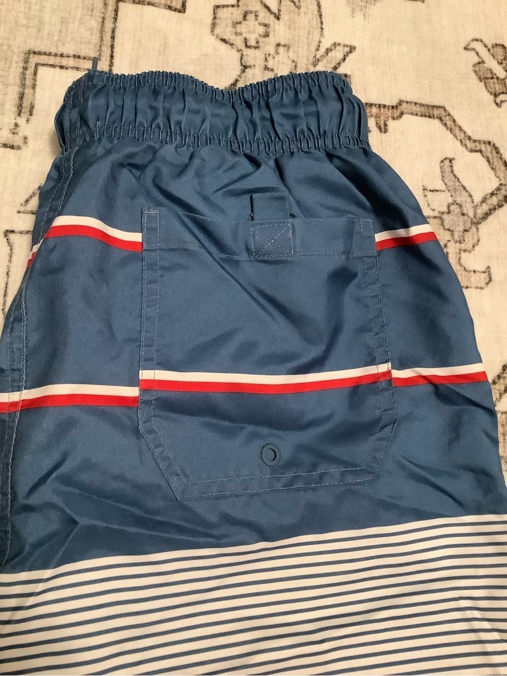 George Men's Navy, Red & White Striped Swim Trunks - Picture 2 of 3